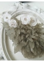 Комплект 4 бели фуркети за коса с кристал и брокат Flowers of Ivory